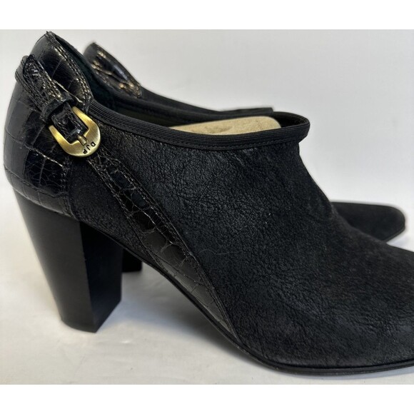 Donald Pliner Women's Black Suede/leather Pointed Toe Heel Ankle Boots  Size 9.5 - Picture 10 of 15